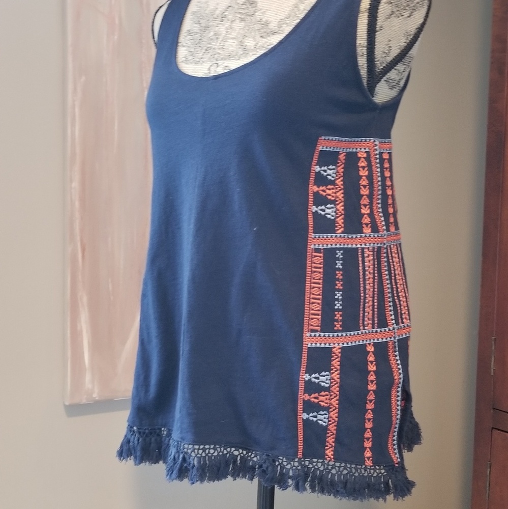 Madewell embroidered fringe tank